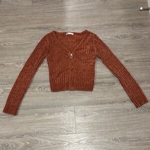 Women's warm orange zip-up Sweater
